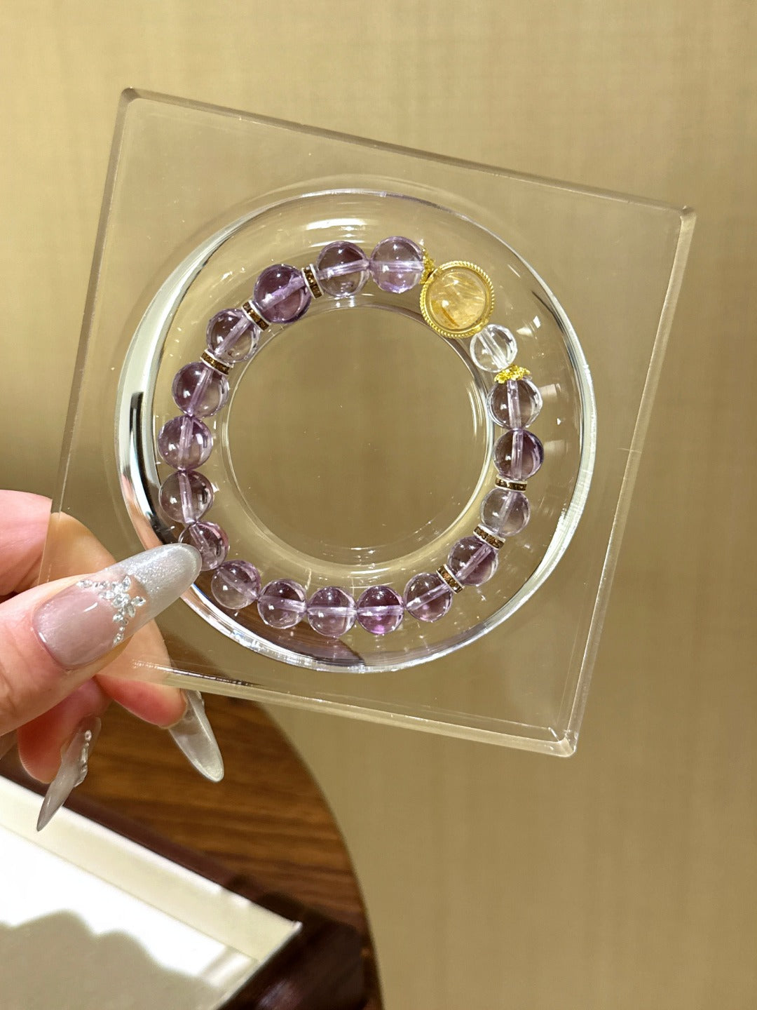 ▫️▪️ Amethyst white crystal blonde crystal bracelet